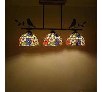 CAFIEDR Lustre Style, 3 lumières, Oiseau en résine, Style Victorien, vitrail, luminaire Suspendu pour Salon, Chambre, Salle à Manger, Cuisine, ISL-23-23