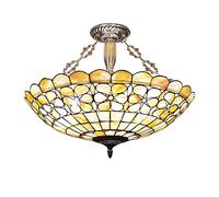 CAFIEDR Lustre Style en mosaïque, lustres en Verre Coquillage Naturel Faits à la Main, Suspension Beige Moderne à intensité Variable pour Salon, Chambre à Couch(21 Pouces)