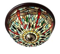 CAFIEDR Lustre Style en Verre teinté, 40 cm, plafonnier Libellule pour Salon, Chambre à Coucher, Couloir