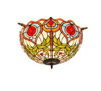 CAFIEDR Lustre Style en Verre teinté 55 cm Style américain Fairy Peach plafonnier Art Semi-Plafond Centre Commercial Salon Salle à Manger Lampe