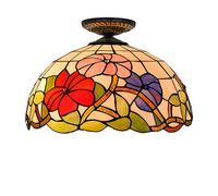 CAFIEDR Lustre Style en vitrail, 40 cm, Design Morning Glory, plafonnier en vitrail, Style, Lampes et lanternes pour Chambre, Couloir, allée