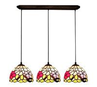 CAFIEDR Lustre Style, Lampe Suspendue, Lustre de Salle à Manger en vitrail de 8 Pouces, Lustre E26 réglable en Hauteur pour décoration d'îlot de Cuisine de Ferm(3 Lumières 76cm)