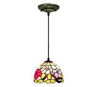 CAFIEDR Lustre Style, Lampe Suspendue, Lustre de Salle à Manger en vitrail de 8 Pouces, Lustre E26 réglable en Hauteur pour décoration d'îlot de Cuisine de Ferm(1 Lumière 13cm)