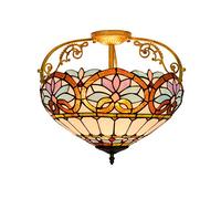 CAFIEDR Lustre Style, plafonnier 40,6 cm, Demi-plafonnier, Style Baroque, Motif cœur, vitrail, pour Salon, Couloir, Chambre à Coucher
