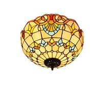 CAFIEDR Lustre Style, plafonnier 40 cm, Style vitrail, luminaire Baroque en Verre, plafonniers et lanternes d'intérieur pour Chambre, Couloir, Balcon, Cuisine