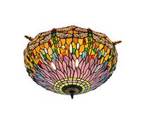 CAFIEDR Lustre Style, plafonnier 55 cm, Motif Libellule Verte, vitrail créatif, luminaire de Plafond, idéal pour Un Salon, Une Salle à Manger, Un Bar ou Une Chambre à Coucher