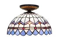 CAFIEDR Lustre Style, plafonnier de 30,5 cm, Abat-Jour en Verre Bleu méditerranéen pour Salon