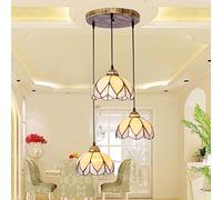 CAFIEDR Lustre Tendance Style, Abat-Jour en Verre teinté, plafonnier de Salle à Manger, Lampe Suspendue réglable Multicolore fo-10-10