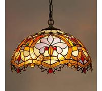 CAFIEDR Lustres baroques de Style, luminaires Suspendus en vitrail pour Salon, Chambre, Salle à Manger, Cuisine, Ampoule E27, Max. 40 W, 30 cm(40cm)