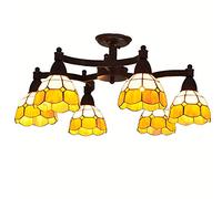 CAFIEDR Lustres de Salon à Bras basculants en métal méditerranéen, Salle d'étude, Abat-Jour en Verre, plafonnier de Salle de réunion, plafonniers rustiques de c(6 Têtes Orange)