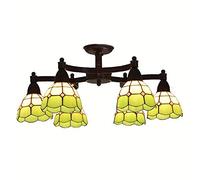 CAFIEDR Lustres de Salon à Bras basculants en métal méditerranéen, Salle d'étude, Abat-Jour en Verre, plafonnier de Salle de réunion, plafonniers rustiques de c(6 têtes Vertes)