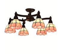 CAFIEDR Lustres de Salon à Bras basculants en métal méditerranéen, Salle d'étude, Abat-Jour en Verre, plafonnier de Salle de réunion, plafonniers rustiques de c(6 têtes Roses)