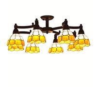 CAFIEDR Lustres de Salon à Bras basculants en métal méditerranéen, Salle d'étude, Abat-Jour en Verre, plafonnier de Salle de réunion, plafonniers rustiques de c(8 têtes d'orange)