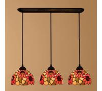 CAFIEDR Lustres de Style, luminaires Suspendus de Salle à Manger en vitrail Vintage, plafonnier réglable E27 pour Salon, Chambre, Cuisine, Couloir, 3 lumières A