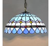 CAFIEDR Lustres de Style, plafonnier en Verre teinté, Suspension décorative méditerranéenne Bleue réglable pour Salon, Chambre, Cuisine, Salle à Manger(40cm)