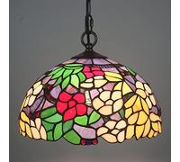 CAFIEDR Lustres Style de 12 Pouces, luminaires Suspendus Vintage en vitrail, plafonnier réglable E27 pour Salon, Chambre, Salle à Manger, Couloir