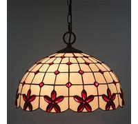 CAFIEDR Lustres Style, luminaires Suspendus Vintage en vitrail, plafonnier réglable E27 pour Salon, Chambre, Salle à Manger, Couloir, Jaune, 30 cm(Rouge 40cm)