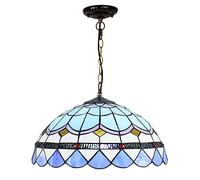 CAFIEDR Lustres Style, plafonnier en Verre teinté, Suspension décorative méditerranéenne Bleue réglable pour Salon, Chambre, Cuisine, Salle à Manger