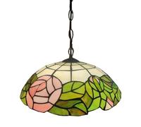 CAFIEDR Plafonnier Rose à Feuilles Vertes pour Salle à Manger, luminaire Suspendu de 40,6 cm, orienté vers Le Bas, idéal pour Un comptoir de Bar, Une Salle d'étude, Un Salon ou Un Balcon