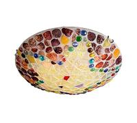 CAFIEDR Plafonnier Style encastré, plafonnier Rond Fait Main en Coquillages, décoration de Style bohème E27, lustres pour Chambre à Coucher, Salle de Bain, coul(30cm)