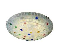 CAFIEDR Plafonnier Style encastré, plafonnier Rond Fait Main en Coquillages, décoration Vintage E27, lustres pour Chambre, Salle de Bain, Couloir, Salon, cuisin(30cm)