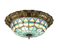 CAFIEDR Plafonnier Style, plafonnier LED Vintage en Verre teinté, Montage encastré, Lustre méditerranéen Bleu pour Salon, Chambre, Salle à Manger décorative,(3000k 52cm)