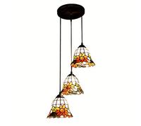 CAFIEDR Plafonnier Suspendu en Verre de Tournesol de Style pour Salle à Manger, Lampe Suspendue Ronde pour comptoir de Bar de Restaurant européen, Lampe Suspend(Haut Rond)