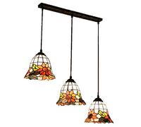 CAFIEDR Plafonnier Suspendu en Verre de Tournesol de Style pour Salle à Manger, Lampe Suspendue Ronde pour comptoir de Bar de Restaurant européen, Lampe Suspend(Haut Oblong)