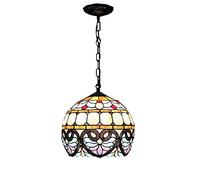 CAFIEDR Plafonniers de Chambre à Coucher Baroque 12 Pouces Restaurant Abat-Jour en Verre Plafonniers Balcon Plafonnier en métal Bronze