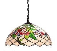 CAFIEDR Plafonniers Suspendus de 16 Pouces pour Salle à Manger, Demi-Cercle, Style Rural, Petit Abat-Jour en Verre à Fleurs brisées, luminaires Suspendus européens pour Restaurant