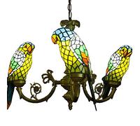 CAFIEDR Plafonniers Suspendus européens en Verre pour Salle à Manger, comptoir de Bar, Club, lustres en métal Bronze, Lampe Suspendue Rustique pour Balcon(Jaune)