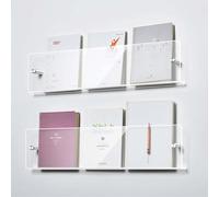 CAFIEDR Porte-revues en Acrylique, Lot de 2, Support Mural pour Magazines, idéal pour Le Salon ou Le Bureau, présentoir Mural Suspendu pour brochures avec Fixations, 2 pièces - 60 cm (23 5/8 po)