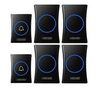 CAFIEDR Sonnette sans Fil, kit de Carillon de Porte sans Fil Portable et résistant aux intempéries, 4 récepteurs, 2 Boutons poussoirs, 38 sonneries, 4 Niveaux de Volume, portée d(Noir)