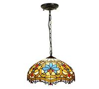 CAFIEDR Suspension 40 cm, Style, en vitrail, luminaire de Plafond, idéal pour Un Salon ou Une Salle à Manger. Lustre de 40 cm.