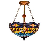 CAFIEDR Suspension Libellule à Fond Jaune de Style européen, éclairage Anti-Lustre de Style de 16 Pouces, utilisé dans Les plafonniers de Cuisine de Restaurant