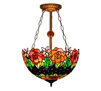 CAFIEDR Suspension Style, 40 cm, Style Fleur de Rose, éclairage Anti-Lustre, plafonnier en vitrail, idéal pour Les Restaurants, Cuisines, Bars et Restaurants.