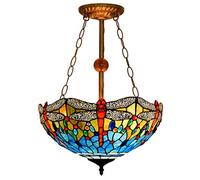 CAFIEDR Suspension Style, Libellule Bleue en Verre Fait Main, luminaire Anti-Lustre, pour Salon, Chambre à Coucher, 40,6 cm