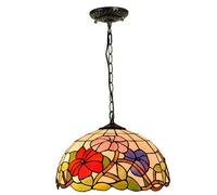 CAFIEDR Suspension Vintage Style, Lampe de Plafond en Verre Peint à la Main, 40 cm, luminaire décoratif pour Salle à Manger, Chambre à Coucher, Balcon