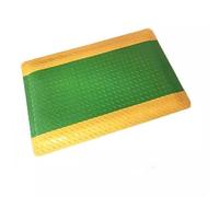 CAFIEDR Tapis De Sol Industriel Anti-Fatigue en Éponge Diamantée Ultra-Résistante De 60 Cm De Large, Noir avec Bordure Jaune, pour Un Espace De Travail Ergonomique..Green2-60x30cm
