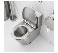 CAFIEDR Toilettes commerciales en Acier Inoxydable avec siège Confortable - Design Moderne et Durable pour Restaurants, Bureaux et Toilettes publiques. Faciles à Nettoyer. Acier Inoxydable argenté.