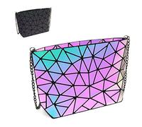 CAFINY Petite Pochette géométrique pour Femmes Portefeuille Quotidien Lumineux Accessoire à épaule géométrique Bandoulière holographique