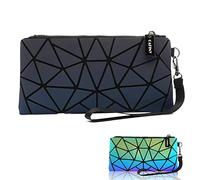 CAFINY Petites Pochettes Clutch pour Femmes Pochette à Poignet Usage Quotidien Portefeuille Lumineux Géométrique Voyage Portable Pochette à Maquillage