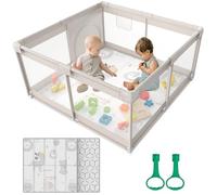 Cafolatt Parc Bébé, Modulable 120x120cm avec Matelas, Pliable pour Enfants 0-24 Mois - Aire de Jeu Sécurisée Maison, Tapis Anti-Dérapant Intérieur