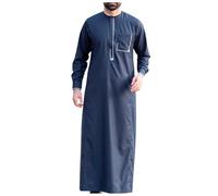 Caftan à manches longues pour homme - Col montant - Thobe - Été - Décontracté - Classique - Broderie islamique - Haut Royalty Dubaï - Léger et aéré - Chemise d'été pour la plage et les vacances, B2