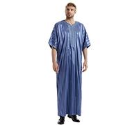 Caftan Homme Veste Kimono 2 Pieces Djellaba Robe Femme Musulmane Longue Qamis Enfant manches Courtes Maillot De Bain Musulman Chemise Africaine Quamis Coton Chapelet Ensemble Africain
