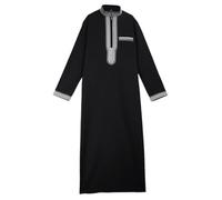 Caftan - Robe longue à manches longues - Abaya - Chemise de nuit - Caftan - Vêtement islamique - Robe musulmane à manches longues - Robe Abaya arabe - Vêtement de prière pour homme, 02 noir., L