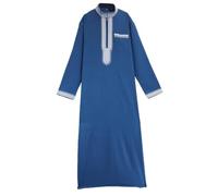 Caftan - Robe longue à manches longues - Abaya - Chemise de nuit - Caftan - Vêtement islamique - Robe musulmane à manches longues - Robe Abaya arabe - Vêtement de prière pour homme, Bleu (02), L