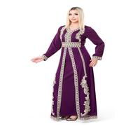 Caftan Robe orientale violet royal avec Broderies Dorées - Élégance 38
