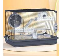 Cage à 3 étages pour petits animaux avec roue d'exercice, bouteille d'eau et gamelle de nourriture pour hamsters, gerbilles et rats - Habitat de voyage portable