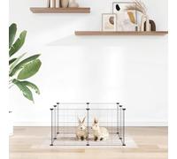 Cage à 8 panneaux pour animaux de compagnie - Noire - 35 x 35 cm - En acier - Cage robuste avec 8 panneaux pour une aire de jeu sûre, à monter soi-même et un espace d'entraînement spacieux pour